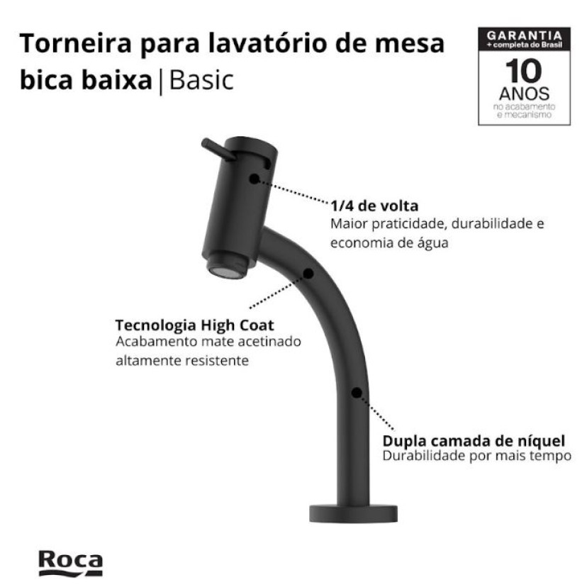 Torneira de Mesa Bica Baixa para Lavatório Roca Basic B5064C7R0B