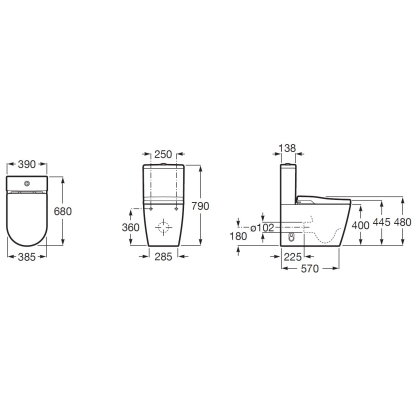 Bacia sanitária Rimless com saída dual, caixa acoplada e assento eletrônico 220V