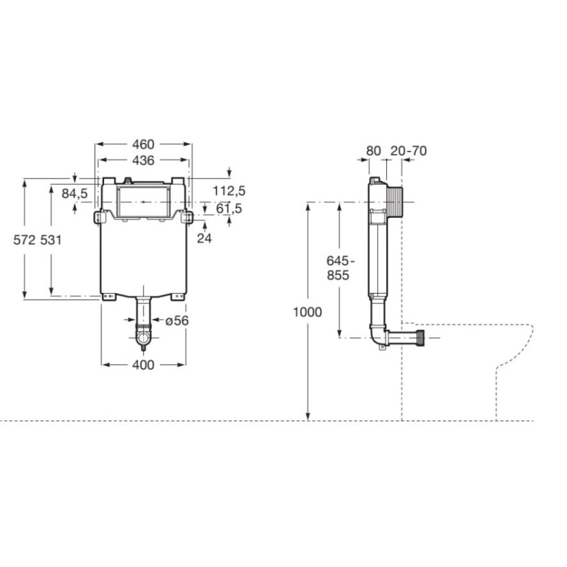 Caixa embutida Roca com dupla descarga para Alvenaria bacia convencional B890070200
