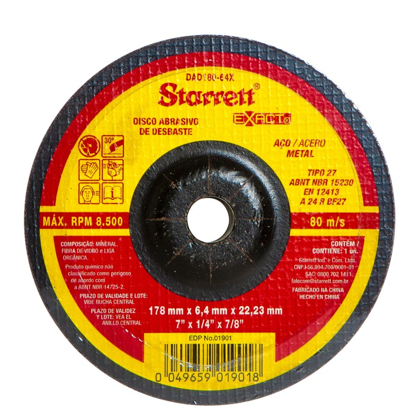 Disco de Desbaste Exact 178mm x 6,4mm x 22,23mm Starrett 