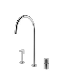 Monocomando com ducha lateral de mesa para cozinha Mix&Match inox escovado 017226BH