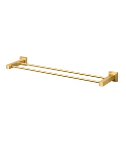 Porta-toalhas bastão duplo 653 mm Square ouro escovado 00641872