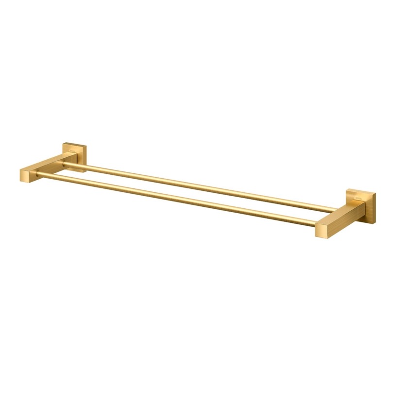 Porta-toalhas bastão duplo 653 mm Square ouro escovado 00641872