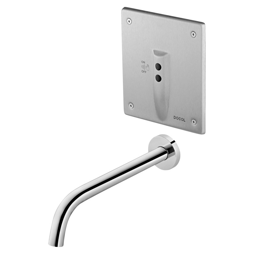 Torneira de parede DocolSensor on/off embutido para lavatório DocolEletric inox escovado 00446916