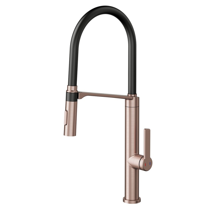 Monocomando para Cozinha Cobre Escovado com Mangueira Preta Docol Doc 90006957131