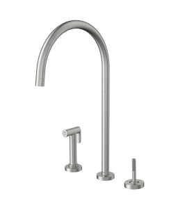 Monocomando Joystick com ducha lateral de mesa para cozinha Mix&Match Inox escovado 015465BH