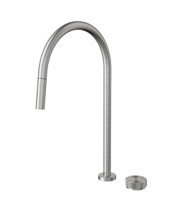 Torneira com ducha retrátil de mesa para cozinha Mix&Match inox escovado 015467BH