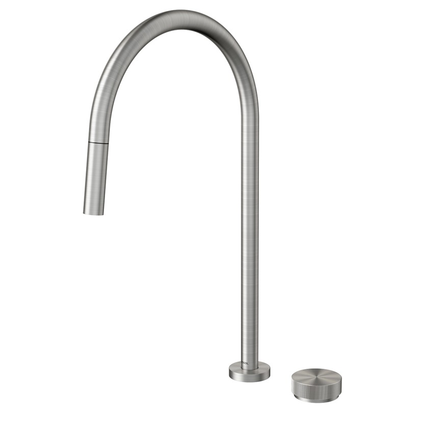 Torneira com ducha retrátil de mesa para cozinha Mix&Match inox escovado 015467BH