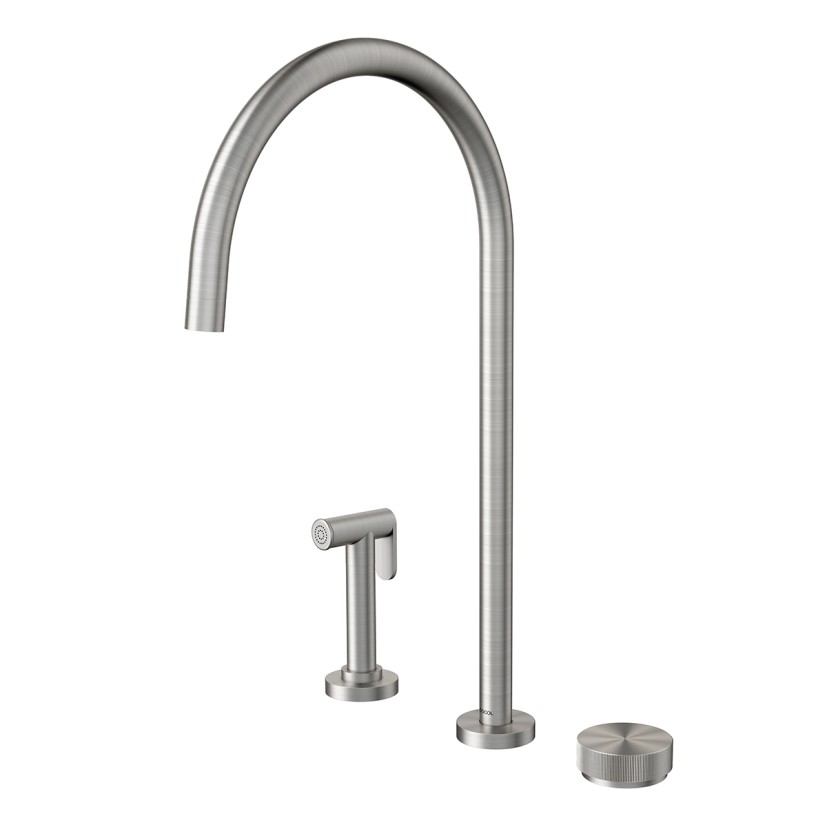 Torneira com ducha lateral de mesa para cozinha Mix&Match Inox escovado 015468BH