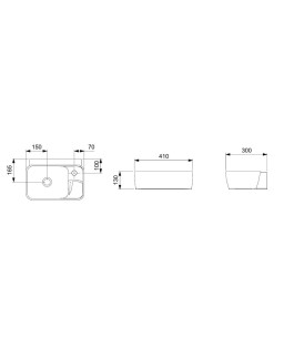 Lavatório Apoio/Suspenso Celite Eco 410X300 1040360011300