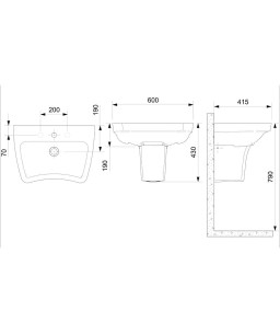 Lavatório Para Coluna 600X415 Com Mesa Acesso Plus 1310550011300