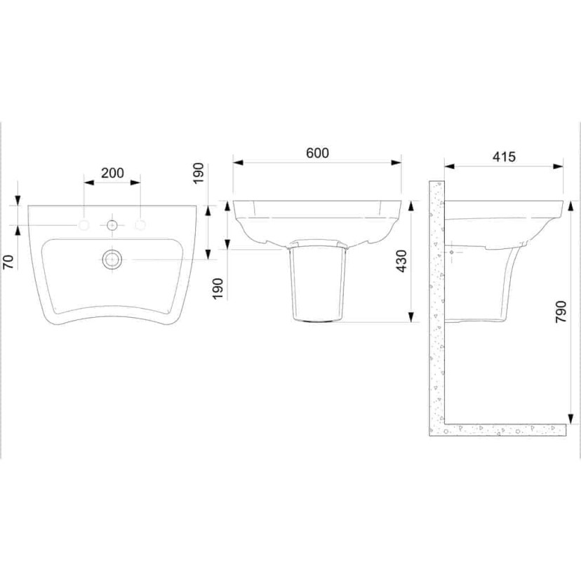 Lavatório Para Coluna 600X415 Com Mesa Acesso Plus 1310550011300