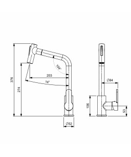 Monocomando Kitchen Com Bica Extraível Para Cozinha B5000F1CR0