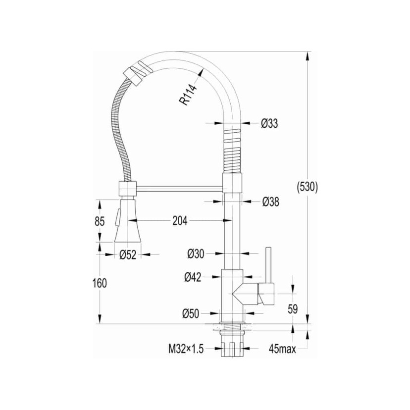 Monocomando De Mesa Para Cozinha Com Bica Extraível Com 2 Funções Gourmet B5001CVR00