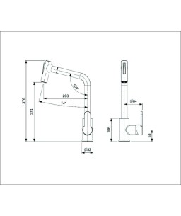 Monocomando De Mesa Para Cozinha Com Bica Extraível Com 2 Funções Kitchen Preto Matte B5001F1R00 Celite