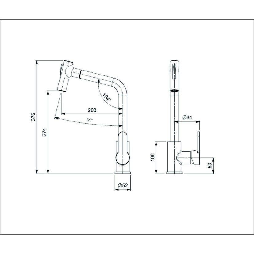 Monocomando De Mesa Para Cozinha Com Bica Extraível Com 2 Funções Kitchen Preto Matte B5001F1R00 Celite