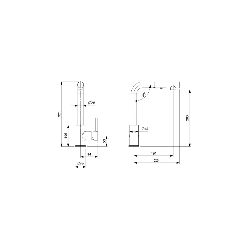 Monocomando Para Cozinha De Mesa Bica Extraível "L" Com 2 Funções Prática B5001F5CR0
