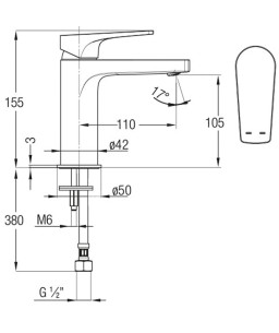 Monocomando para Lavatório De Mesa Bica Baixa Celite Noronha B5002CUCR0