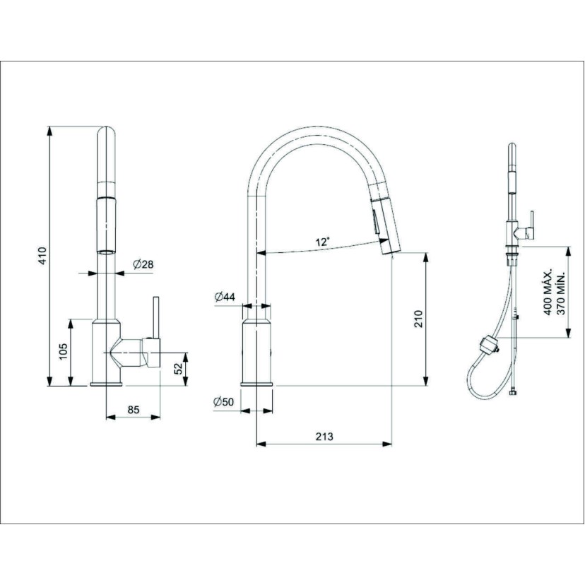 Monocomando De Mesa Para Cozinha Com Bica Extraível "U" Com 2 Funções Prática B5002F5R00