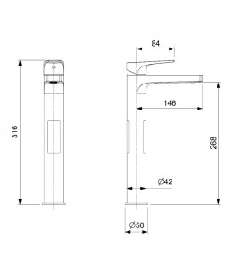 Monocomando para Lavatório de Mesa Bica Alta Celite Noronha B5003CUCR0