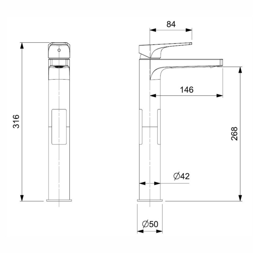 Monocomando para Lavatório de Mesa Bica Alta Celite Noronha B5003CUCR0