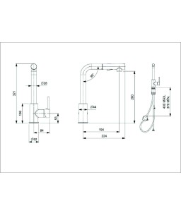 Monocomando De Mesa Para Cozinha Com Bica Extraível "L" Com 2 Funções Prática B5003F5R00 Celite