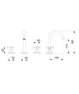 Misturador Para Lavatorio De Mesa 3 Furos Bica Alta Com Valvula De Escoamento Up B5004CLCRB