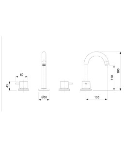 Misturador Para Lavatório De Mesa Com 3 Furos E Válvula De Escoamento Basic B5006C7CRB