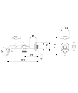 Torneira De Parede Para Tanque E Máquina Com Bico União Plástico Celite One B5006CKCR3