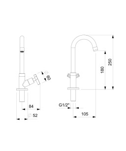 Torneira Para Lavatorio De Mesa Bica Alta Up B5006CLCRB