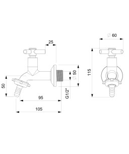 Torneira De Parede Para Tanque E Jardim Com Bico União Plástico Celite One B5007CKCR3