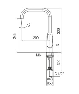 Monocomando Para Cozinha De Mesa Bica Alta Com Arejador Articulado Noronha B5008CUCR0