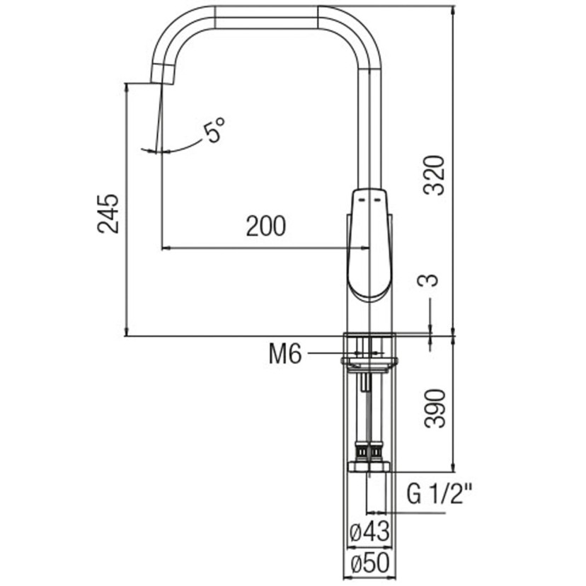 Monocomando Para Cozinha De Mesa Bica Alta Com Arejador Articulado Noronha B5008CUCR0