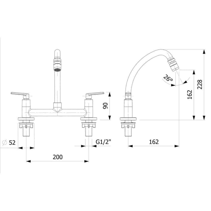 Misturador Para Cozinha De Mesa Bica Móvel Com Arejador Articulado Smart - N B50091CCRB