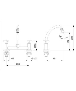Misturador Para Cozinha De Mesa Bica Móvel Com Arejador Articulado Up B5009CLCRB