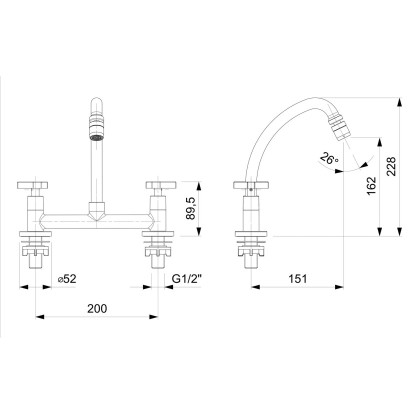 Misturador Para Cozinha De Mesa Bica Móvel Com Arejador Articulado Up B5009CLCRB