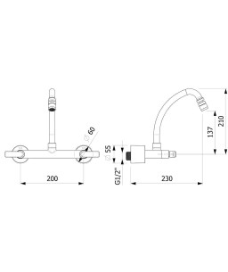 Misturador Para Cozinha De Parede Bica Móvel Com Arejador Articulado Smart - N B50101CCRB