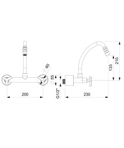 Misturador Para Cozinha De Parede Bica Móvel Com Arejador Articulado Up B5010CLCRB