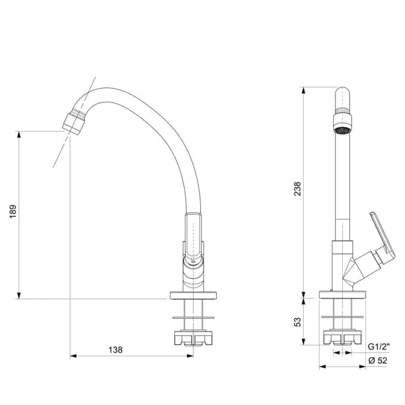Torneira Para Cozinha De Mesa Bica Alta Móvel Com Arejador Smart - N B50111CCRB