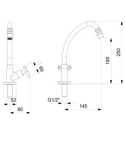 Torneira Para Cozinha De Mesa Bica Alta Móvel Com Arejador Articulado Up B5011CLCRB