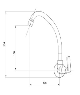 Torneira Para Cozinha De Parede Bica Móvel 90° Com Arejador Articulado Smart - N B50121CCRB