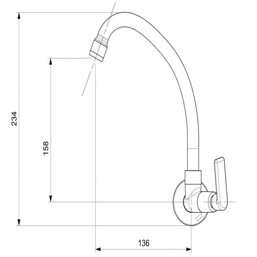 Torneira Para Cozinha De Parede Bica Móvel 90° Com Arejador Articulado Smart - N B50121CCRB
