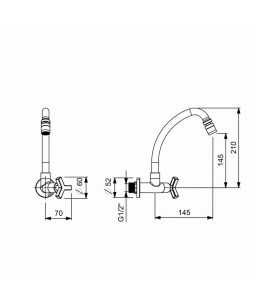 Torneira Para Cozinha De Parede Bica Móvel Com Arejador Articulado Up B5012CLCRB