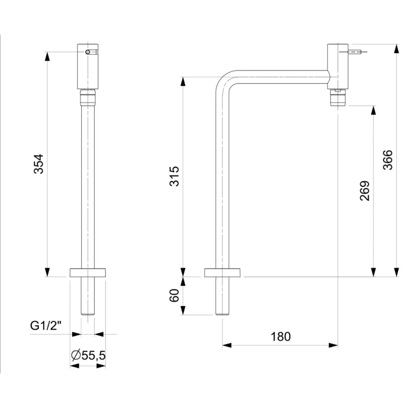 Torneira De Mesa Para Cozinha Com Bica Móvel 90° Basic B5014C7CRB