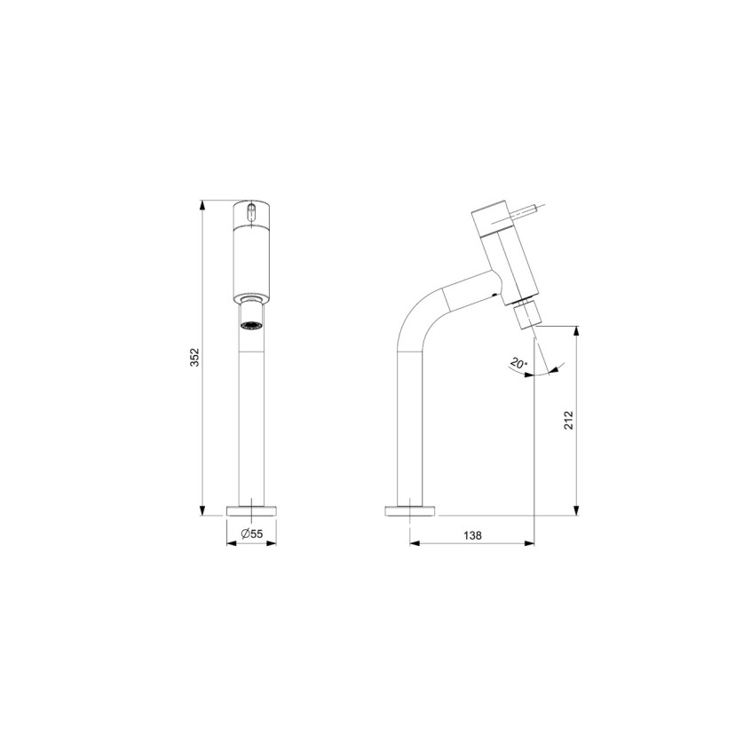 Monocomando Para Cozinha De Mesa Bica Alta Com Arejador Articulado Basic B5021C7CR0