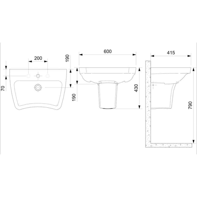 Lavatório Para Coluna 600X415 Com Mesa Acesso Plus 1310550011100