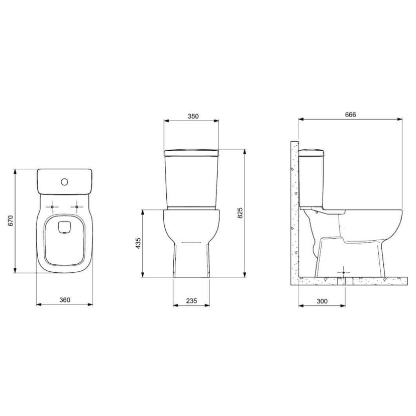 Caixa Para Acoplar Ecoflush 3/6 Litros Com Botão Elevado Debba Confort A34199H00B