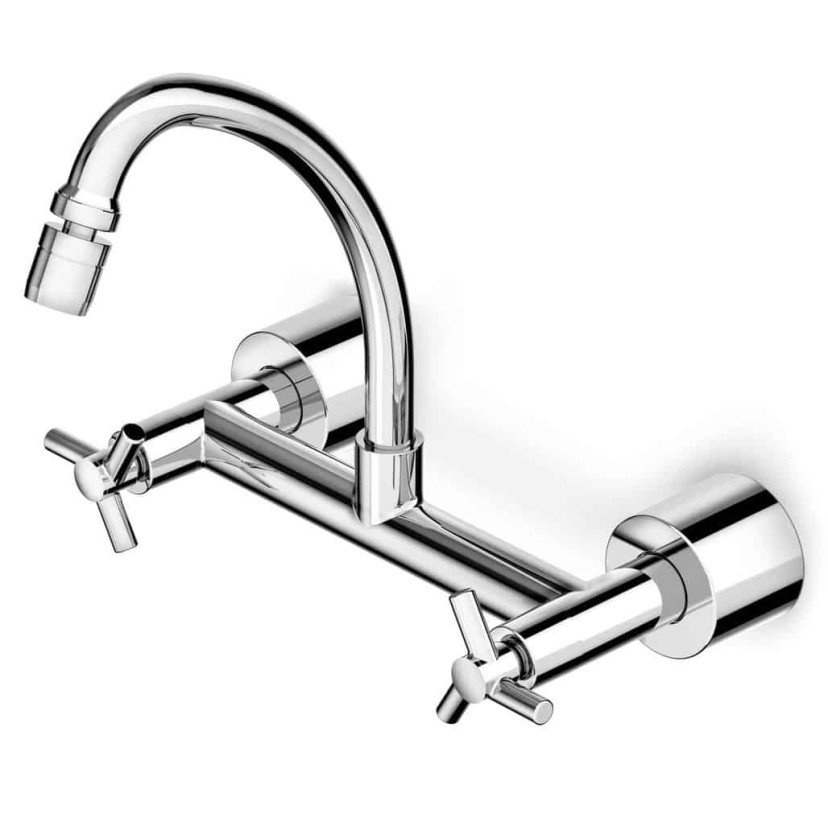 Misturador De Parede Para Cozinha Com Bica Móvel E Arejador Articulado Celite One B5015CKCRB
