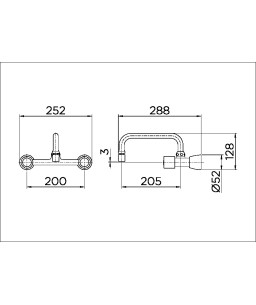 Misturador bica curta 1/2" e 3/4" de parede para cozinha Itapema Bella cromado 00207860