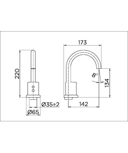 Torneira bica baixa de mesa para lavatório DocolEletric cromado 00218106